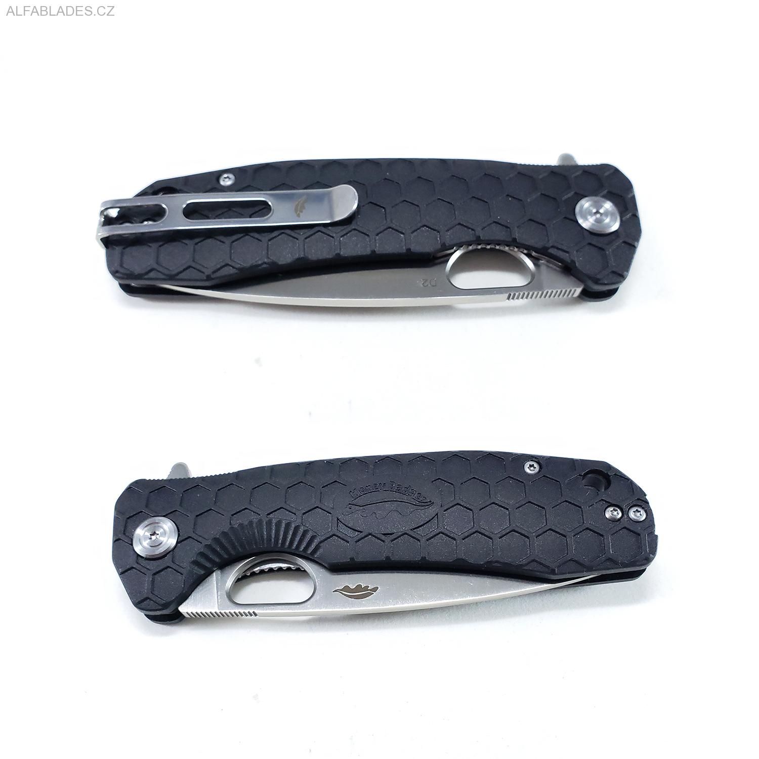 HONEY BADGER DropPoint Flipper Medium D2 Black