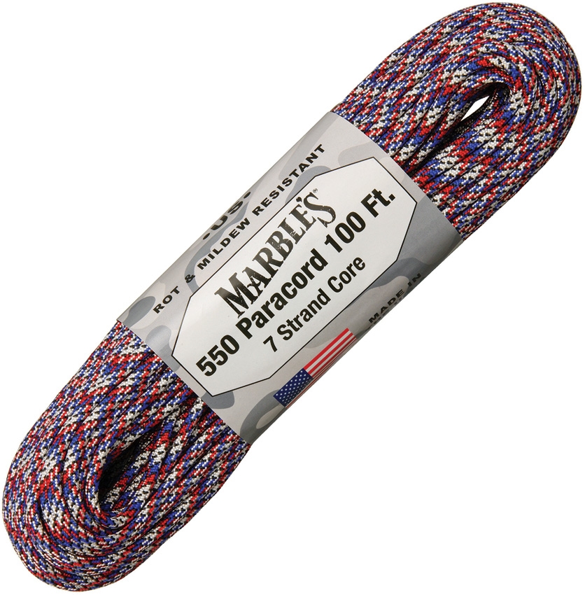 Paracord 550 Red and White Boom 100ft (30,5m)