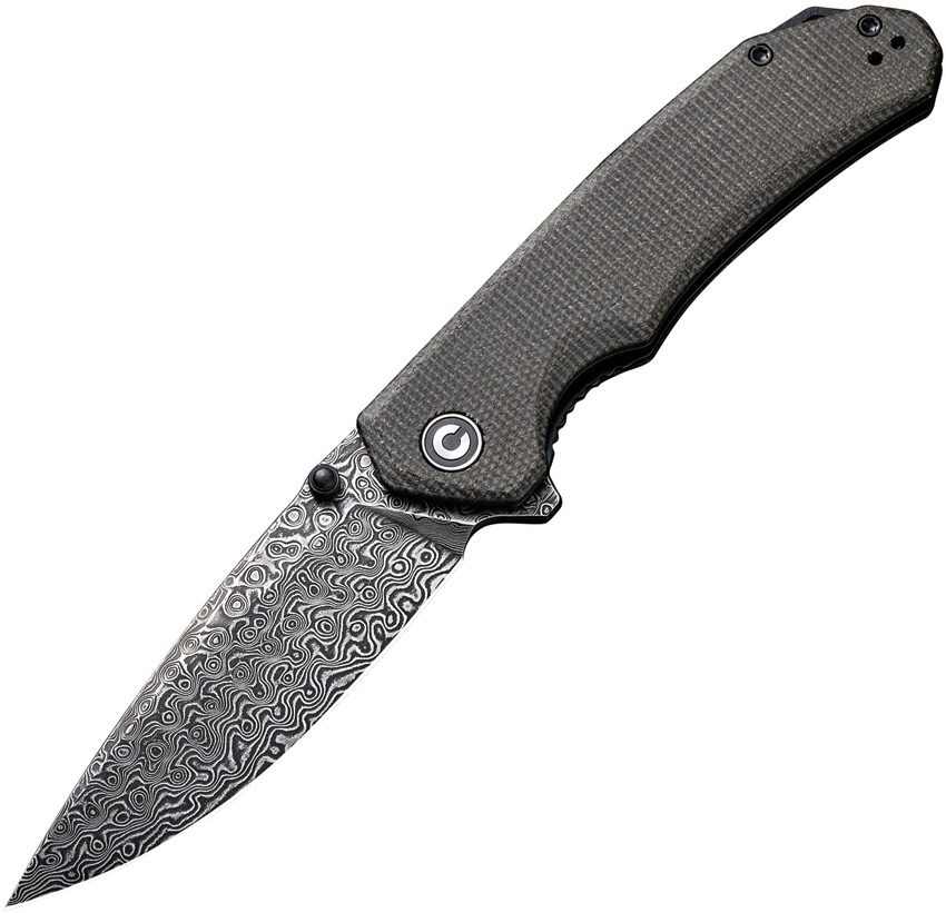 CIVIVI Brazen DropPoint Damascus/Dark Green
