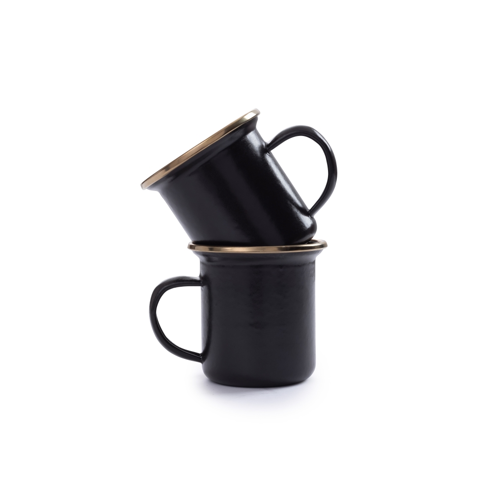 BAREBONES LIVING Enamel Espresso Cup Set 2ks. Charcoal