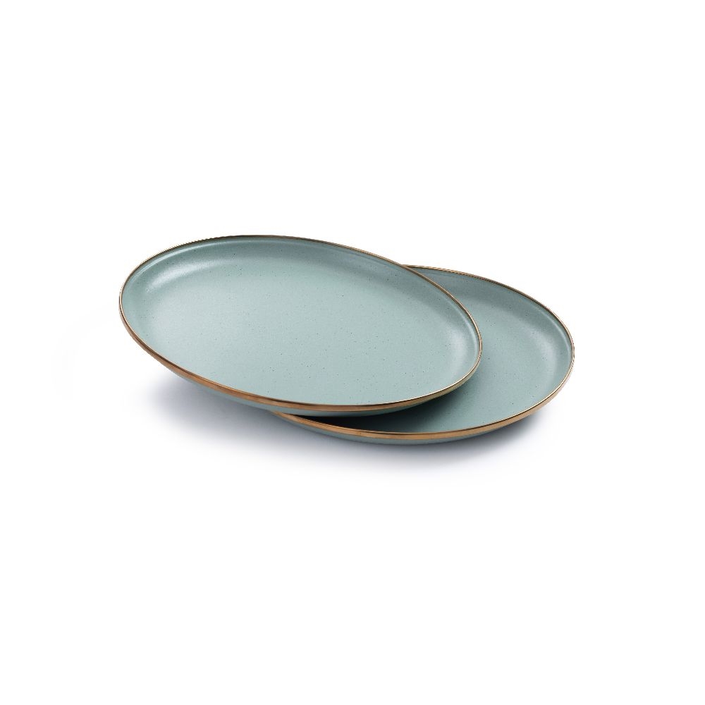 BAREBONES LIVING Enamel Salad Plate Set 2ks. Slate Mint