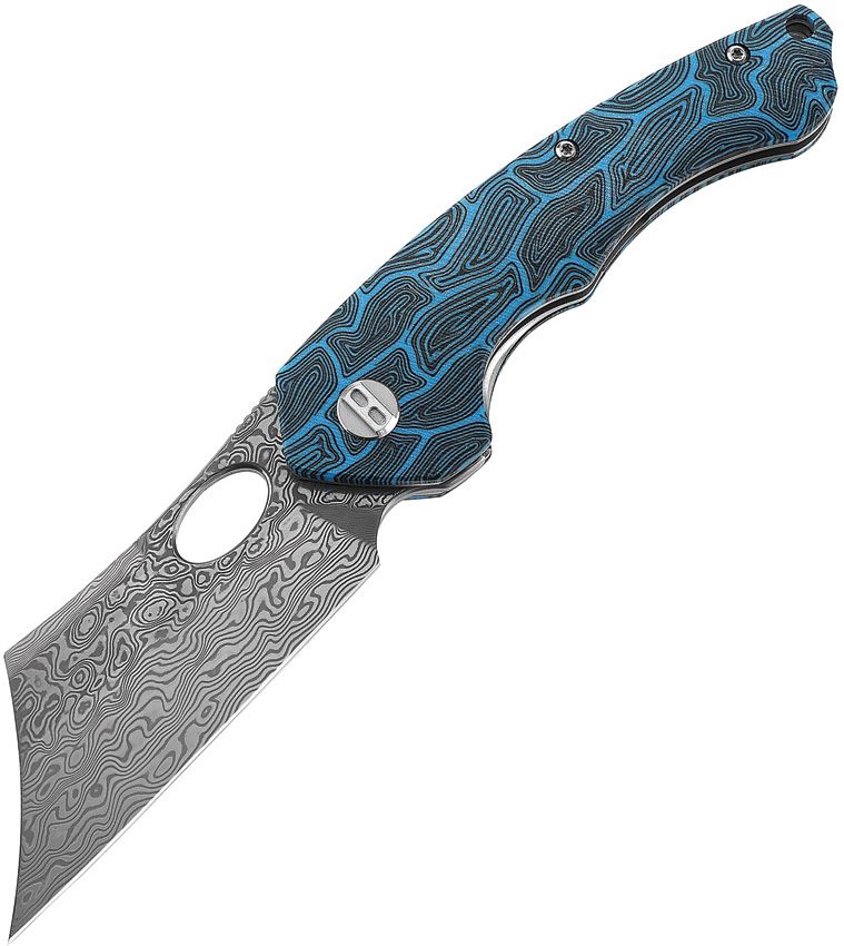 BESTECH KNIVES Skirmish Black,Blue/Damascus