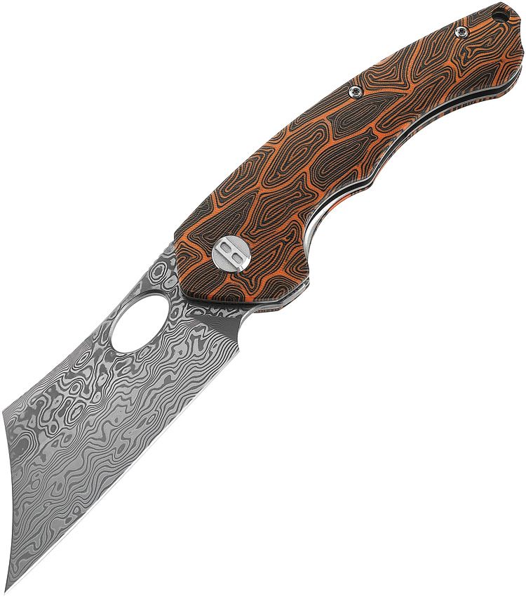 BESTECH KNIVES Skirmish Black,Orange/Damascus