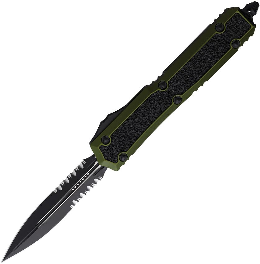 MICROTECH Makora D/E OTF OD Green/Textured Insert Prtailly Serrated