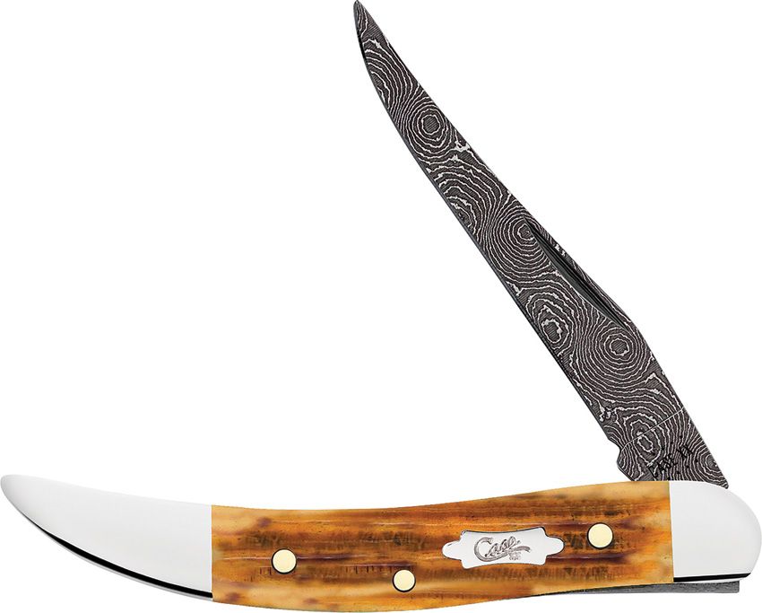 CASE CUTLERY Medium Texas Toothpick Burnt Goldenrod Bone/Damascus