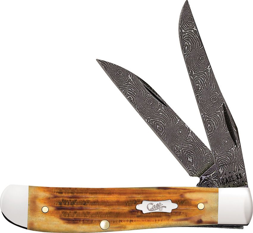 CASE CUTLERY Mini Trapper Burnt Goldenrod Bone/Damascus