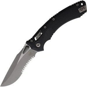 MICROTECH Amprhibian S/E Ram-Lok Black G-10/Apocaliptic Serrated