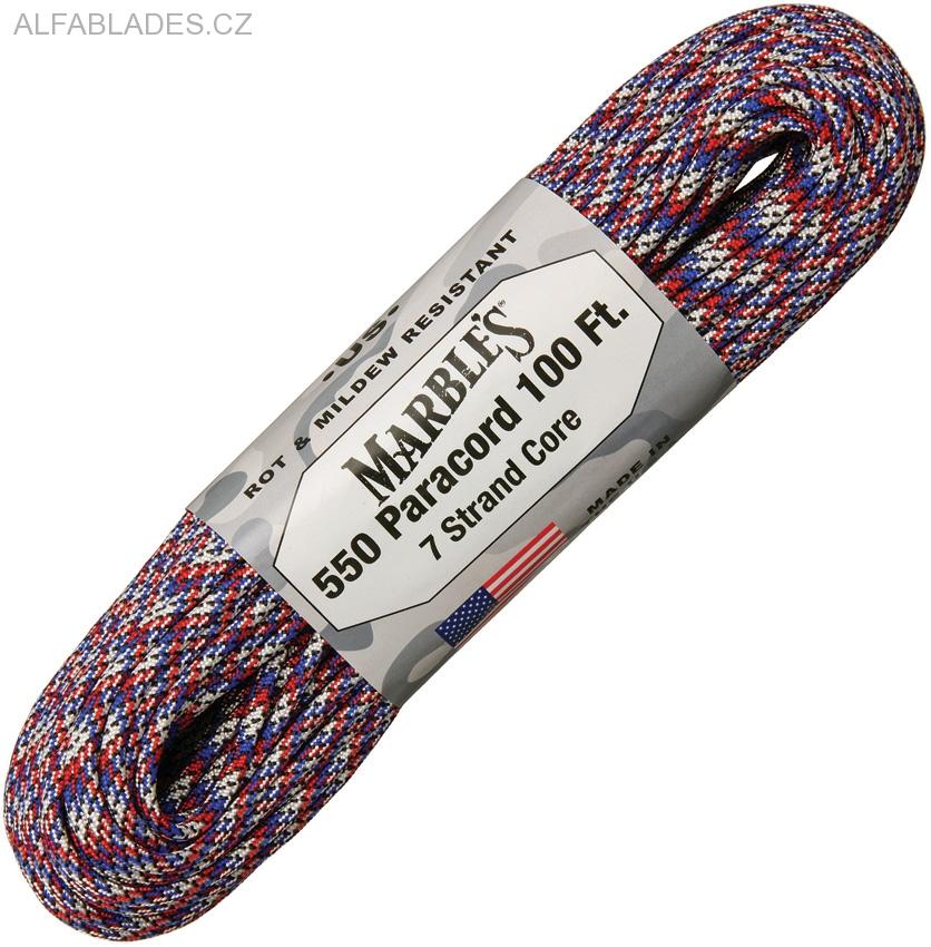 Paracord 550 Red and White Boom 100ft (30,5m)