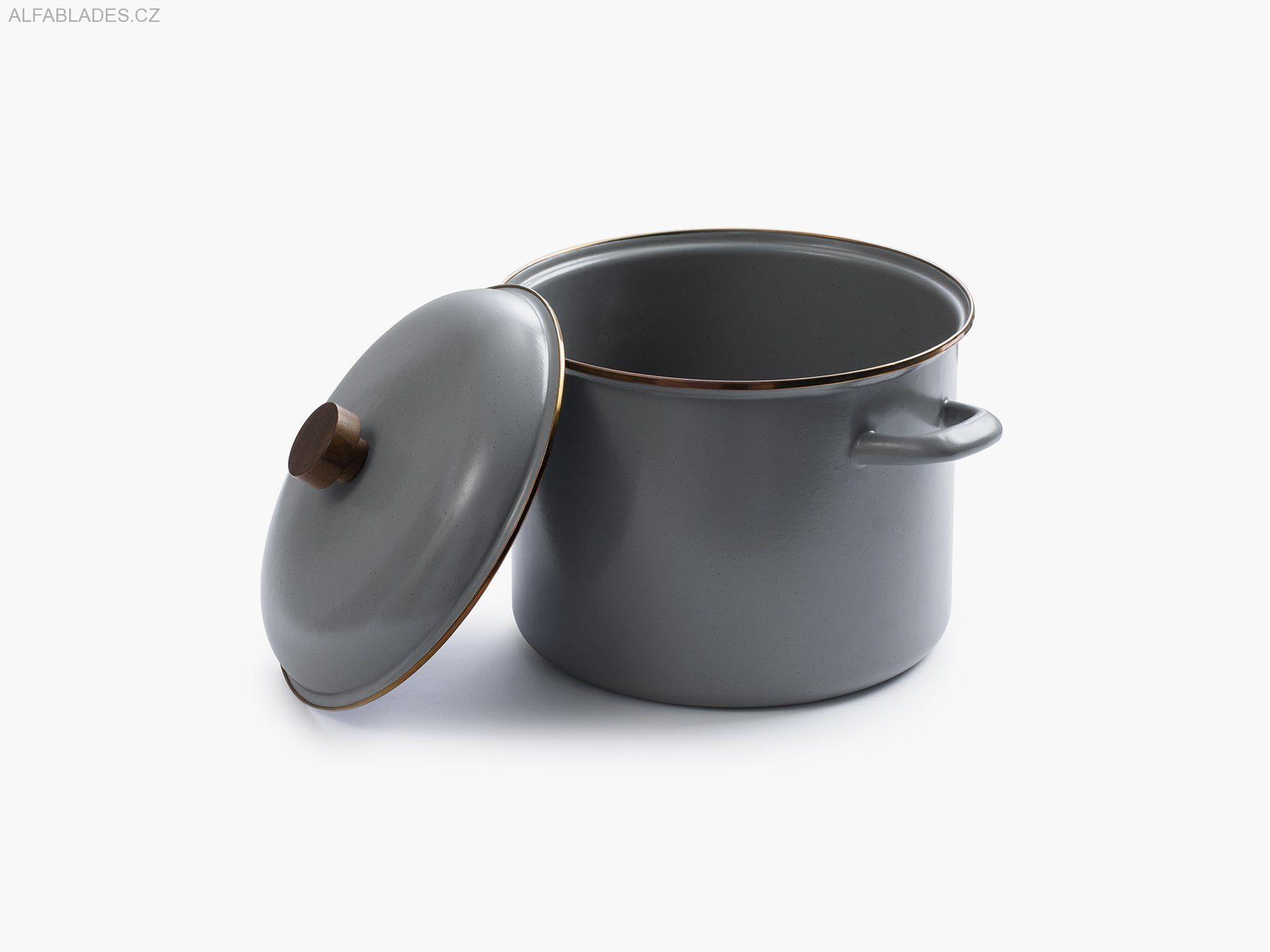 BAREBONES LIVING Enamel Stock Pot Slate Gray
