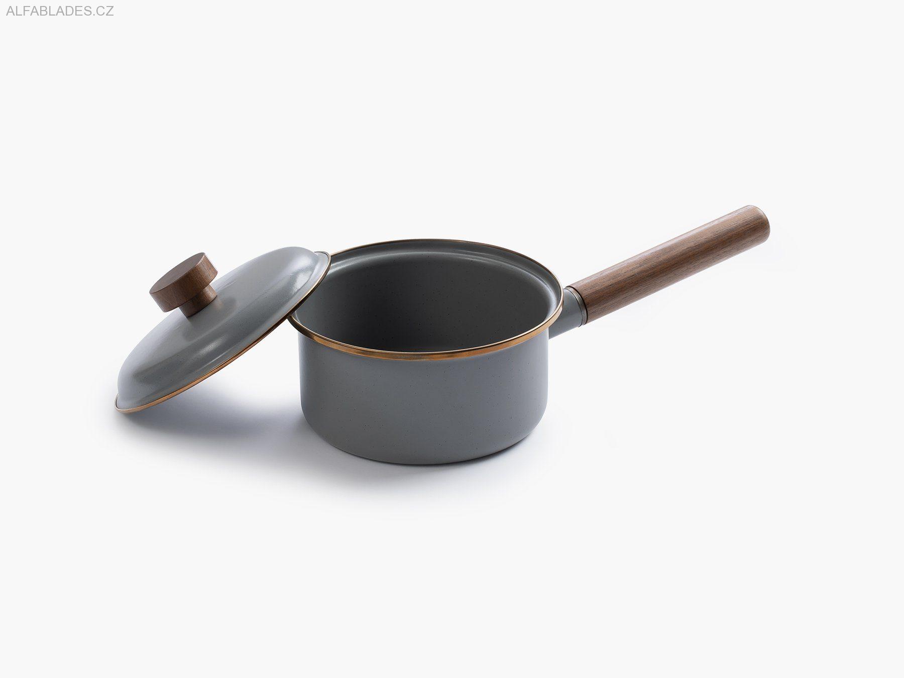 BAREBONES LIVING Enamel Saucepan Slate Gray