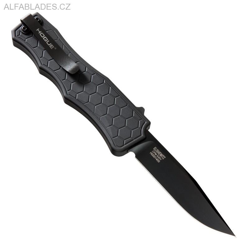 HOGUE Exploit OTF Automatic: 3.5" Clip Point Blade - Black PVD Finish, Matte Black Aluminum Frame