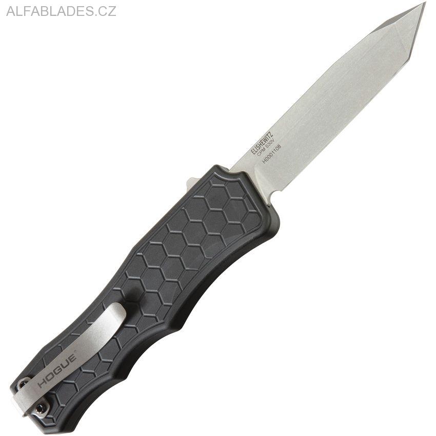HOGUE Exploit OTF Automatic: 3.5" Tanto Blade - Tumbled Finish, Matte Black Aluminum Frame