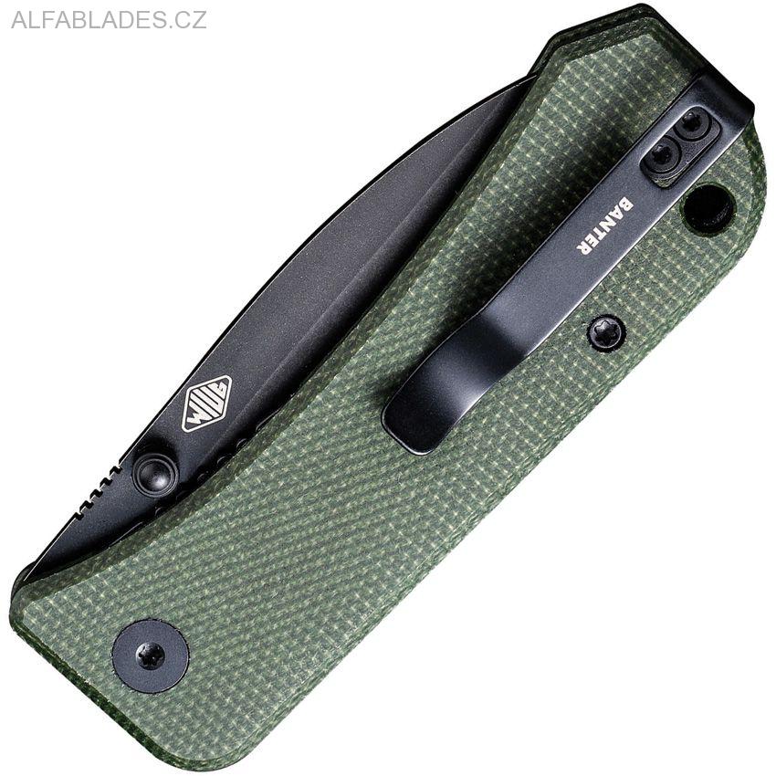 WE KNIFE 2004J Banter BW/Green Micarta