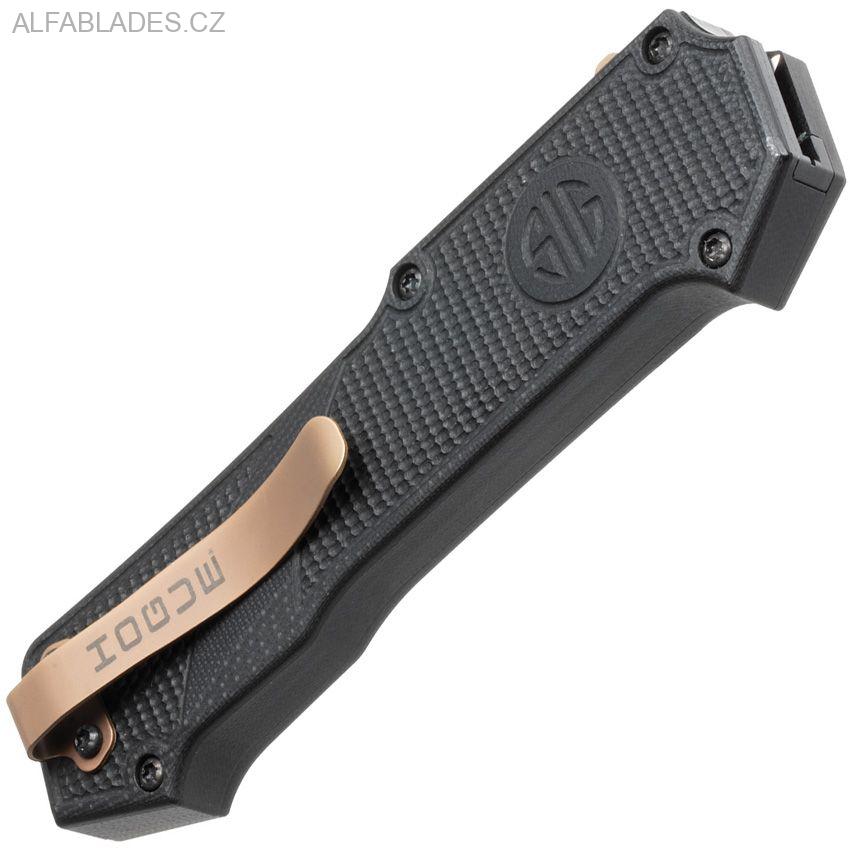 HOGUE/SIG Compound Emperor Scorpion OTF Automatic: 3.5" Clip Point Blade - FDE PVD Finish, Solid Black G10 Frame