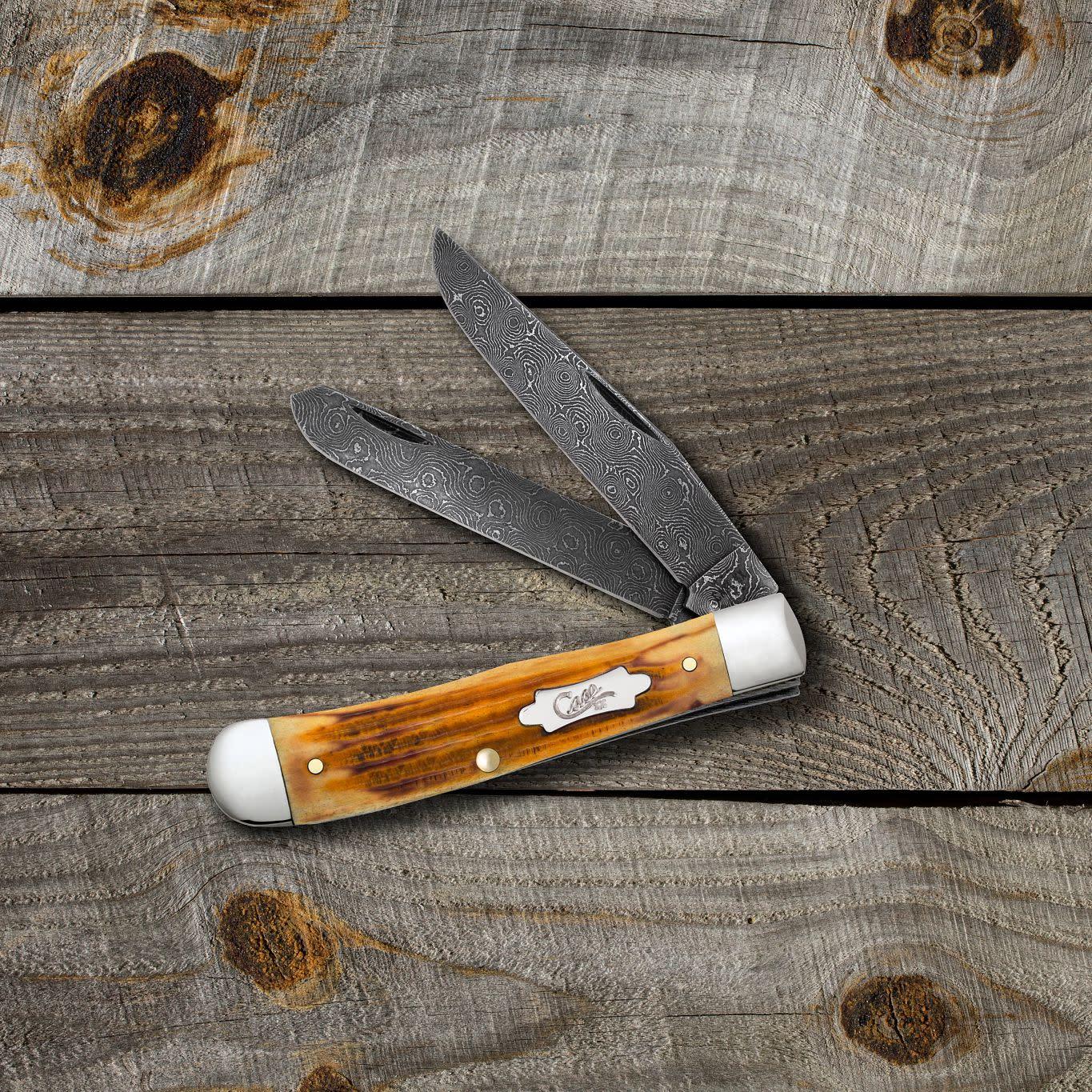 CASE CUTLERY Trapper Burnt Goldenrod Bone/Damascus