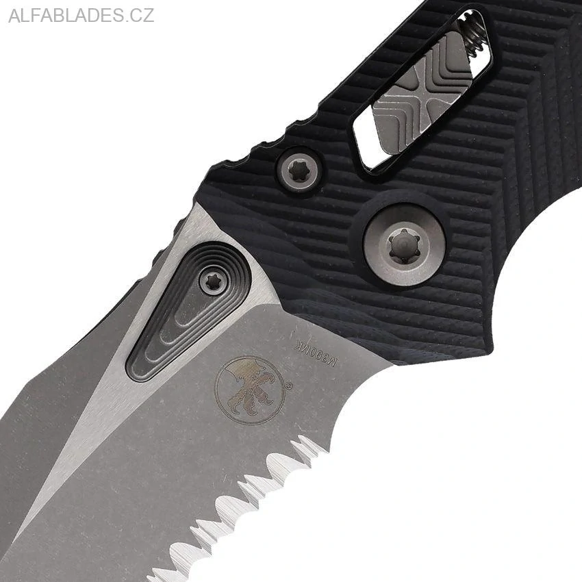 MICROTECH Amprhibian S/E Ram-Lok Black G-10/Apocaliptic Serrated 