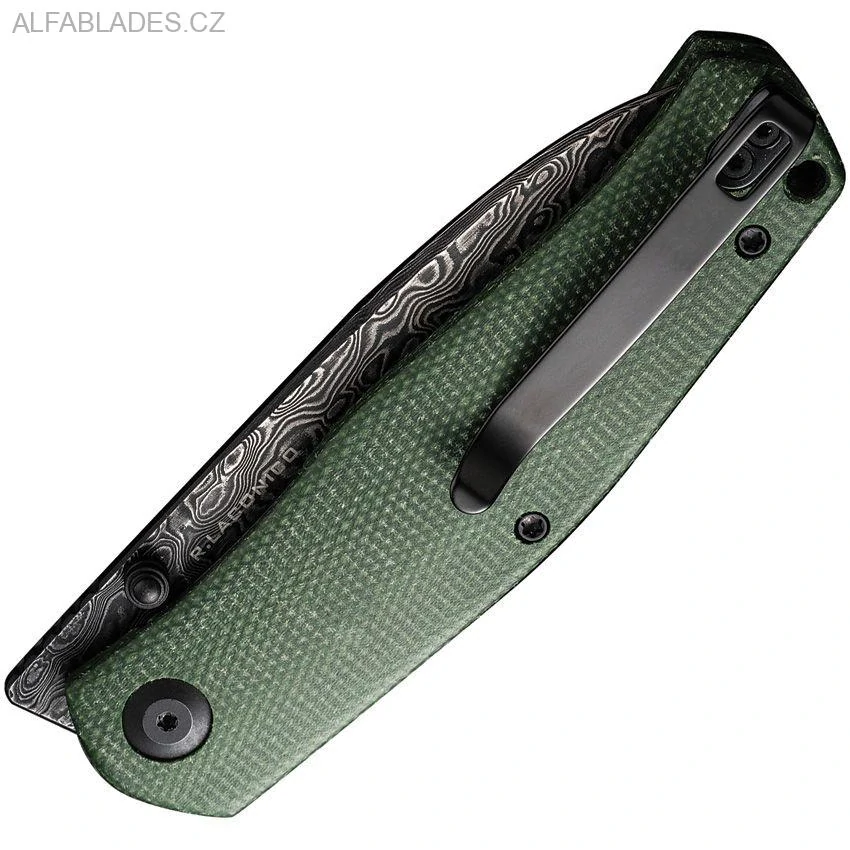 CIVIVI Sokoke Damascus/Green Canvas Micarta