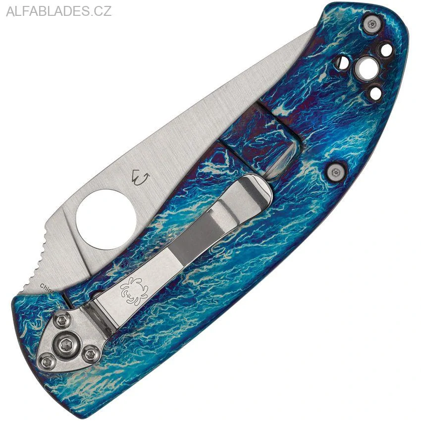 SPYDERCO Tenacious  R.I.L. Ti Blue Disarray/Satin D2