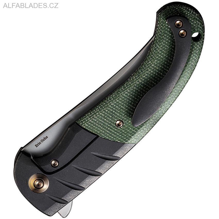 WE KNIFE 20012-2 Curvaceous Bead Blast/Green Micarta