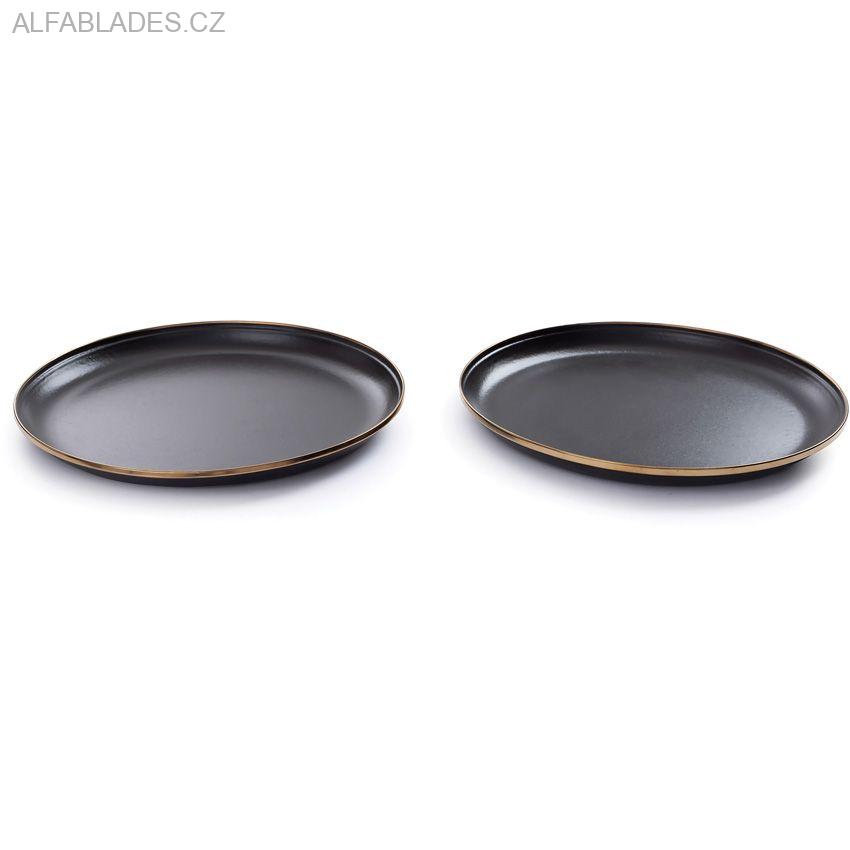 BAREBONES LIVING Enamel Deep Plate Set 2ks. Charcoal