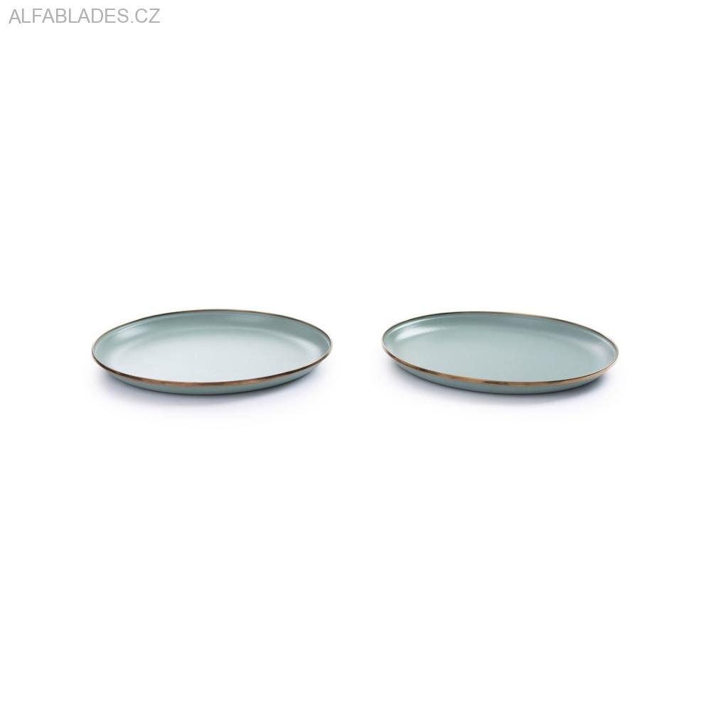 BAREBONES LIVING Enamel Salad Plate Set 2ks. Slate Mint