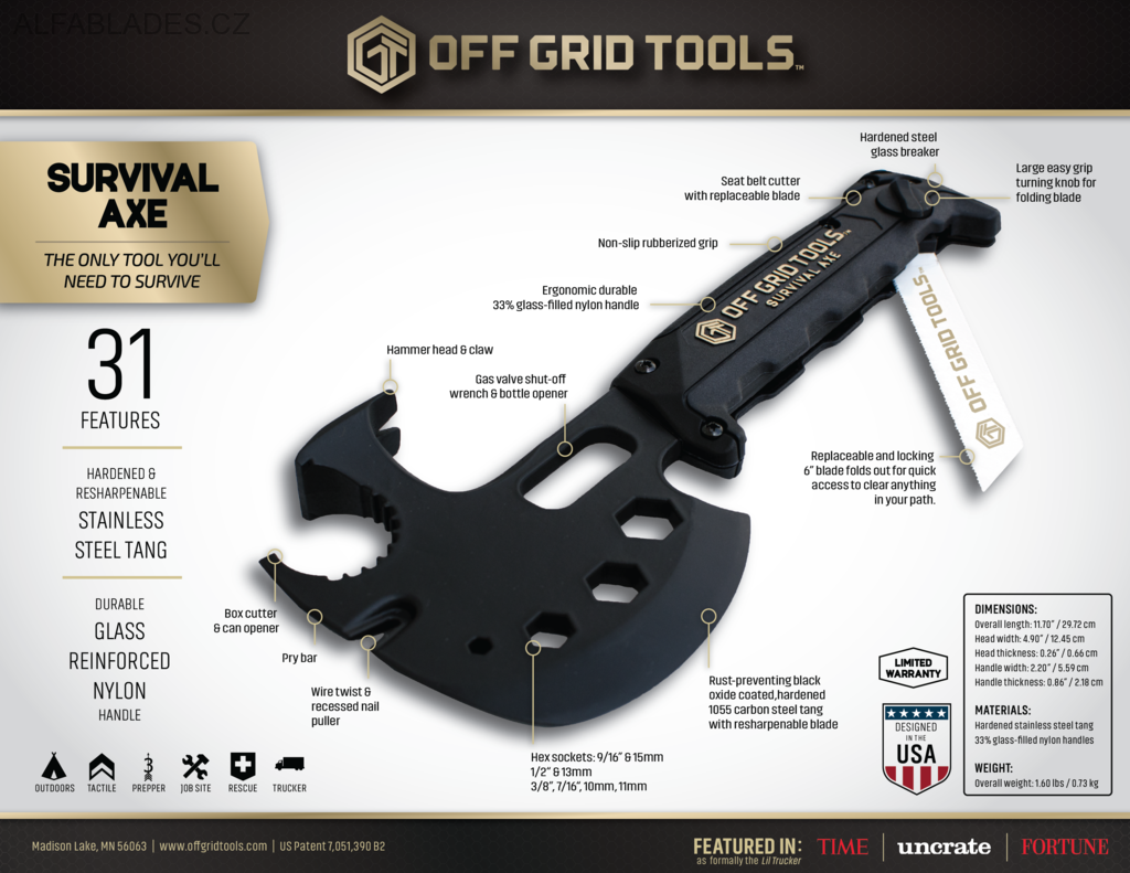 OFF GRID TOOLS Survival Axe ABS 